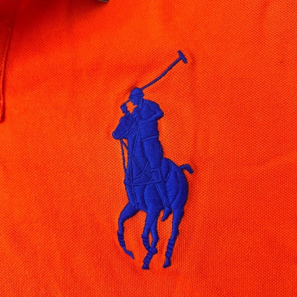 Polo Ralph Lauren Polo Shirt Orange Big Pony Custom Fit Large